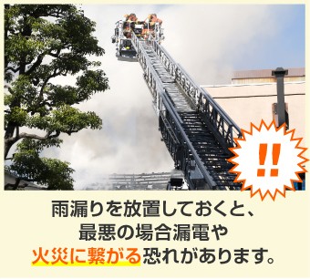 雨漏り放置は火災の原因に