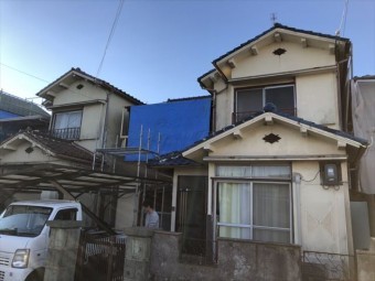 加古川市野口町の下地作業後の養生完了後の写真