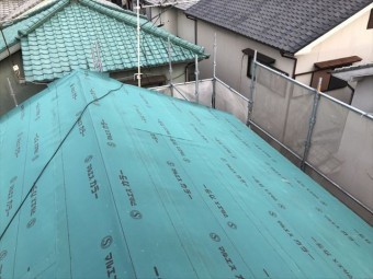 たつの市の葺き替え工事のルーフィング