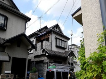 加古川市の飛散した破風の応急処置
