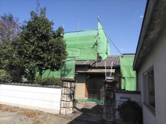 姫路市外壁塗装の足場施工後の外観