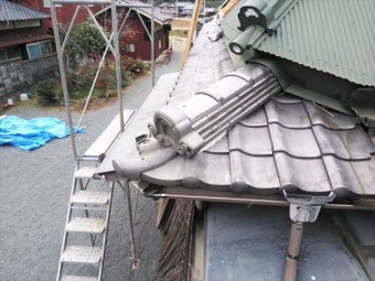 神崎郡神河町の脱落した鬼瓦の復旧後