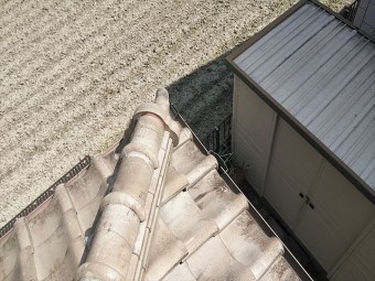 夢前町の鬼瓦部の漆喰の脱落