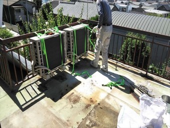 姫路市の塩ビシート防水の施工の準備