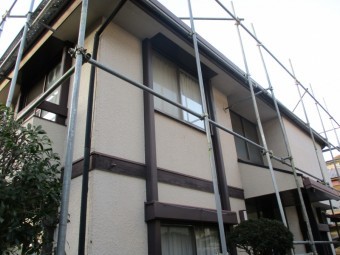 姫路市のカラーベストから金属屋根葺き替え工事の足場