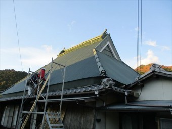 神河町の台風被害復旧工事の足場撤去