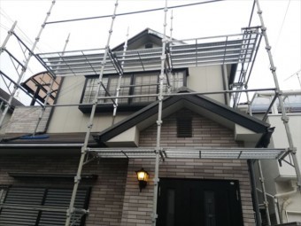 加古川市で破風板交換の為の足場施工