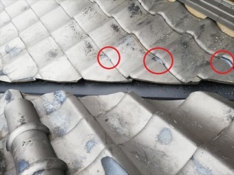 加古川市の谷板金交換後の瓦のラバーロック