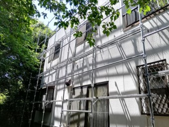 三木市の外壁塗装の足場の施工完了