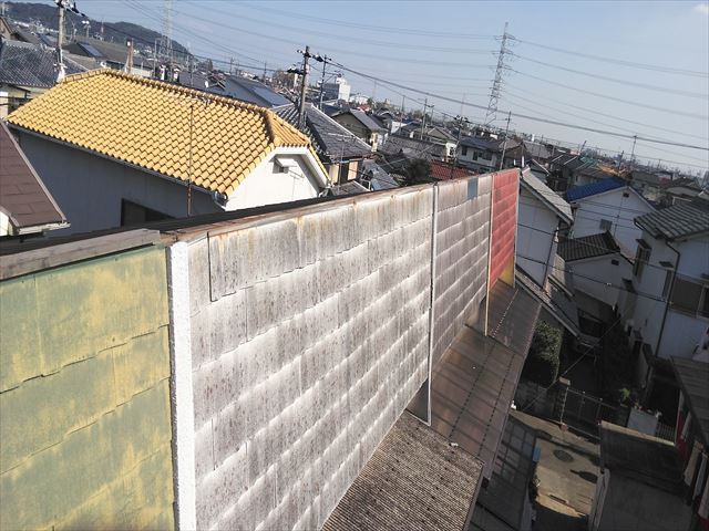 高砂市の長屋の屋根の台風被害